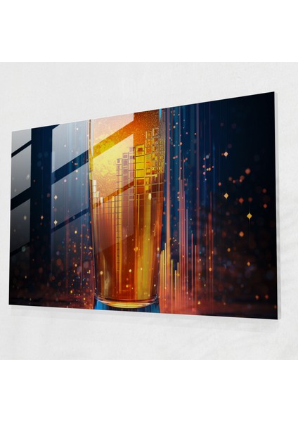 Pikselize Bira Bardağı Baskısı - Bira Cam Tablo Modern Unsurlar Ev Dekorasyonu