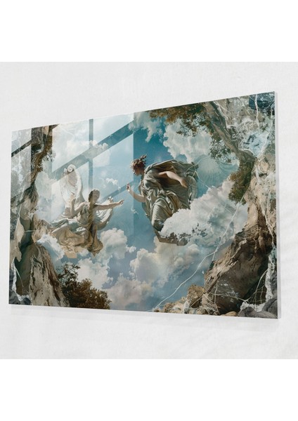 Klasik Yunan Mitolojisi Sahnesi Cam Tablo - Klasik Modern Sanat Ev Dekorasyonu