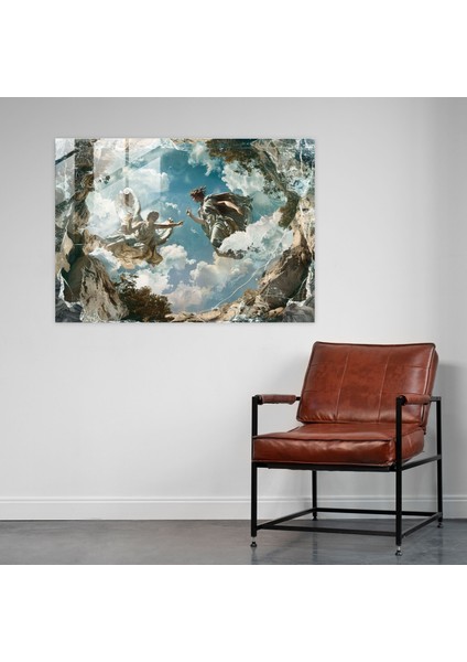Klasik Yunan Mitolojisi Sahnesi Cam Tablo - Klasik Modern Sanat Ev Dekorasyonu fiyatları