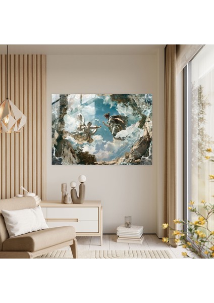 Klasik Yunan Mitolojisi Sahnesi Cam Tablo - Klasik Modern Sanat Ev Dekorasyonu modelleri