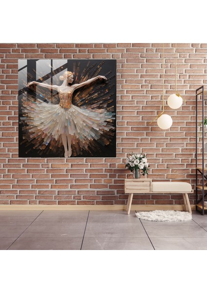 Balerin Karışık Medya Cam Tablo - Balerin Duvar Dekorasyonu Cam Sanatı Çağdaş fiyatları