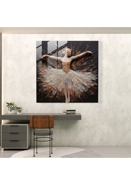 Balerin Karışık Medya Cam Tablo - Balerin Duvar Dekorasyonu Cam Sanatı Çağdaş modelleri