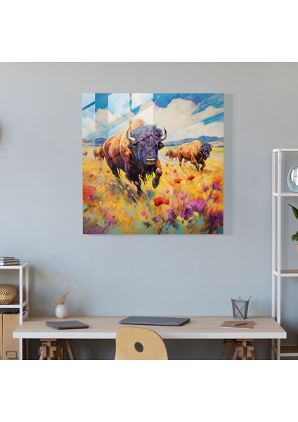 Buffalo Izlenimci Resim Cam Tablo - Buffalo Modern Sanat Izlenimci Resim Cam Sanatı fiyatları