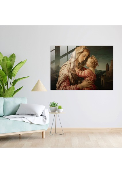 Klasiklik Cam Duvar Sanatı Madonna ve Çocuk - Klasiklik Duvar Dekorasyonu Ev Dekorasyonu Rönesans Tablosu modelleri