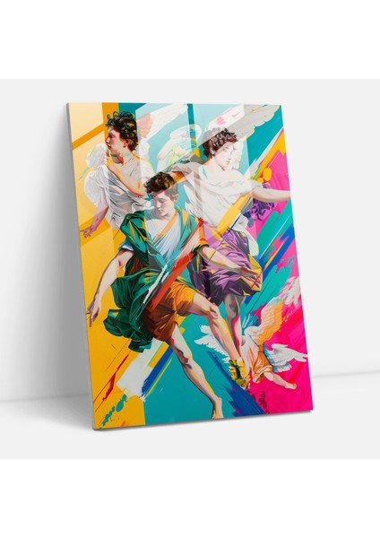 Klasik Melekler Pop Sanat Cam Tablosu - Klasikizm ve Pop Sanatı Cam Sanatı Klasikizmi Pop Sanatı ile Birleştirir Duvar Dekorasyonu