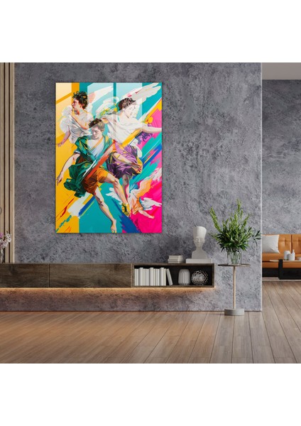 Klasik Melekler Pop Sanat Cam Tablosu - Klasikizm ve Pop Sanatı Cam Sanatı Klasikizmi Pop Sanatı ile Birleştirir Duvar Dekorasyonu fiyatları