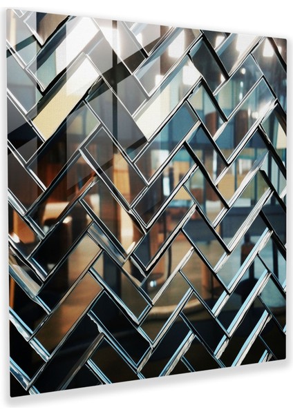 Harika Ayna Mozaik Cam Tablo - Şık Geometrik Desen Tarz Sahibi Aynalı Cam Mozaikler