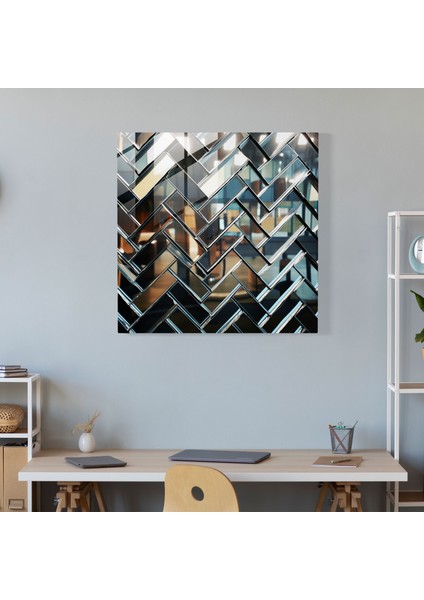 Harika Ayna Mozaik Cam Tablo - Şık Geometrik Desen Tarz Sahibi Aynalı Cam Mozaikler modelleri