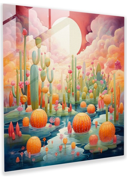 Kaktüs Rüya Cam Tablosu - Kaktüs Yüzen Rüya Gibi Atmosfer
