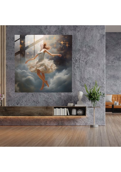 Balerin Rüya Manzarası Cam Tablo - Balerin Cam Tablo Ev Dekorasyonu Bulutlar modelleri