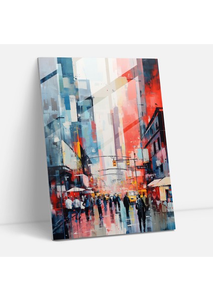 Basquiat Cam Tablo - Soyut Sokak Manzarası - Ev Dekorasyonu