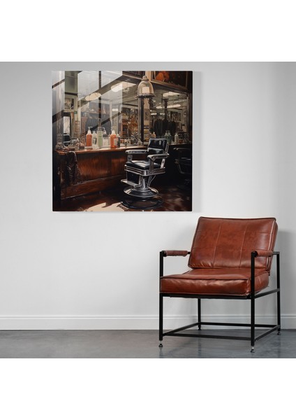 Berberin Yansıması - Cam Tablo - Berber Cam Duvar Sanatı Gerçekçi Yağlı Boya Vintage Berber Aynası fiyatları