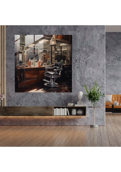 Berberin Yansıması - Cam Tablo - Berber Cam Duvar Sanatı Gerçekçi Yağlı Boya Vintage Berber Aynası modelleri