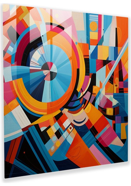 Bohem Tarzı Geometrik Cam Tablo - Bohem Tarzı Modern Sanat Canlı Renkler Cam Sanatı