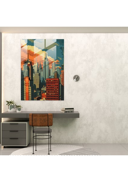 Şehir Manzaralı Cam Tablo - Klasik ve Pop Art Ev Dekorasyonu Modern Sanat fiyatları