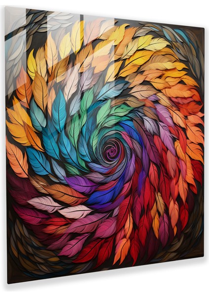 Bohem Tüyler Cam Tablo - Bohem Tüyler Soyut Modern Sanat