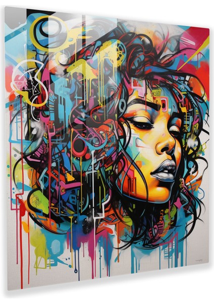 Şehir Grafiti Cam Tablo - Basquiat Cam Sanatı Duvar Dekorasyonu Cam Tablo