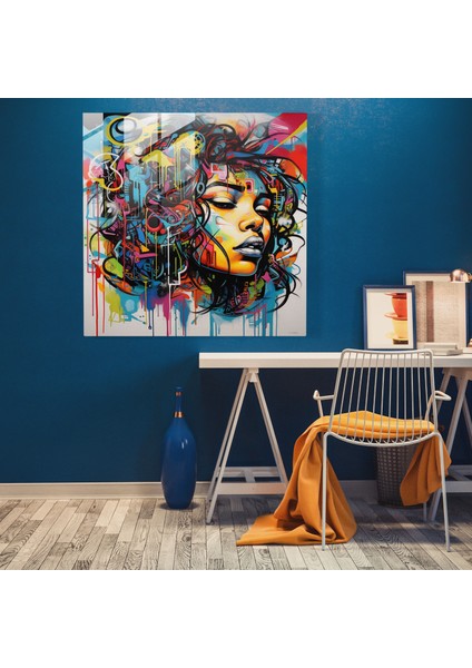 Şehir Grafiti Cam Tablo - Basquiat Cam Sanatı Duvar Dekorasyonu Cam Tablo modelleri