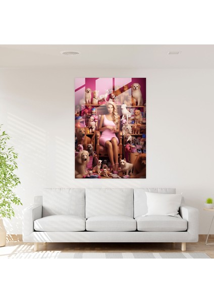 Barbie ve Evcil Hayvanlar Cam Tablosu - Barbie Yavru Kediler Modern Sanat Dostluk modelleri