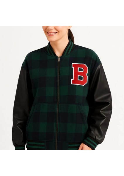 Kolları Uni Deri Içi Astarlı Oduncu Kolej Içi Ceket Haki