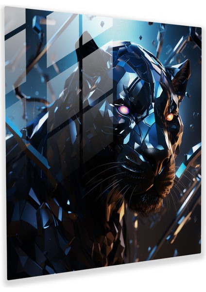 Bilim Kurgu Ihtişamı Kara Panter Cam Tablo - Kara Panter Cam Sanat Cam Duvar Sanatı