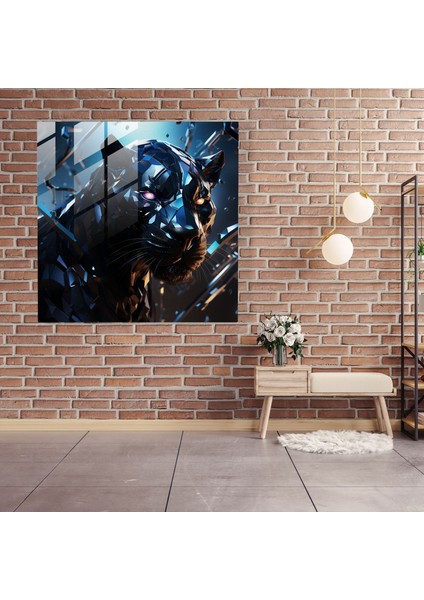 Bilim Kurgu Ihtişamı Kara Panter Cam Tablo - Kara Panter Cam Sanat Cam Duvar Sanatı modelleri