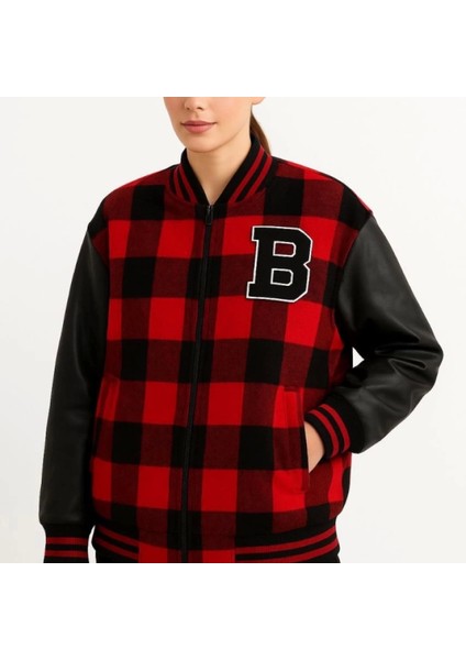 Kolları Uni Deri Içi Astarlı Oduncu Kolej Içi Ceket Bordo modelleri