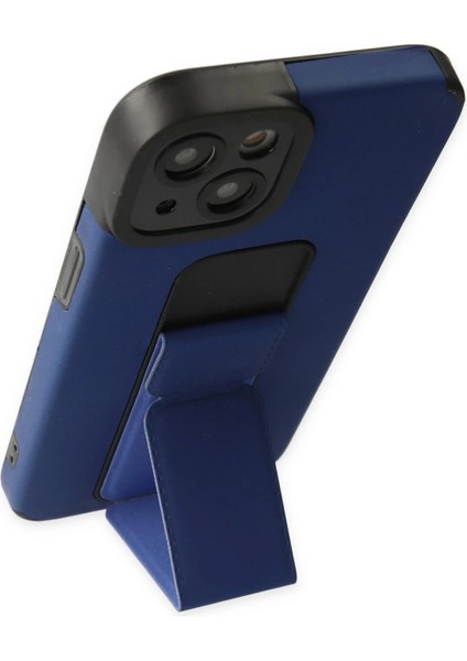Newface iPhone 14 Plus Kılıf Mega Standlı Silikon - Mavi modelleri