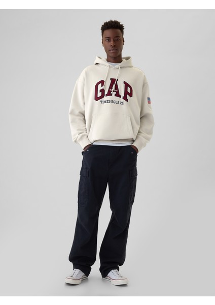 Erkek Gri Gap logo Arşiv Oversized Şehir Logolu Kapüşonlu Sweatshirt fırsatları
