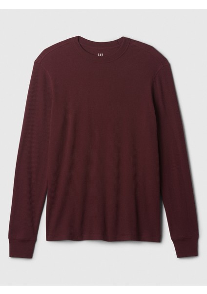 Erkek Bordo Waffle-Knit Crewneck T-Shirt fiyatları