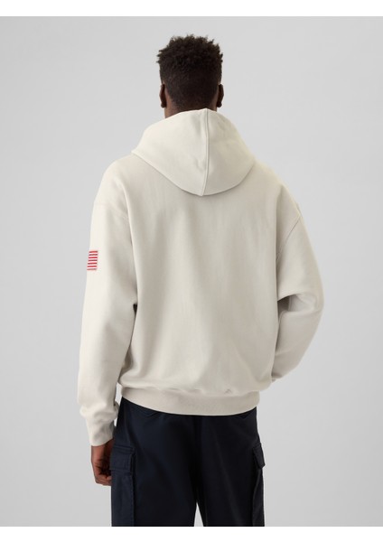 Erkek Gri Gap logo Arşiv Oversized Şehir Logolu Kapüşonlu Sweatshirt indirimleri