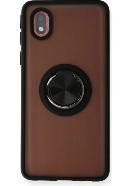 Newface Samsung Galaxy A01 Core Kılıf Montreal Yüzüklü Silikon Kapak - Siyah