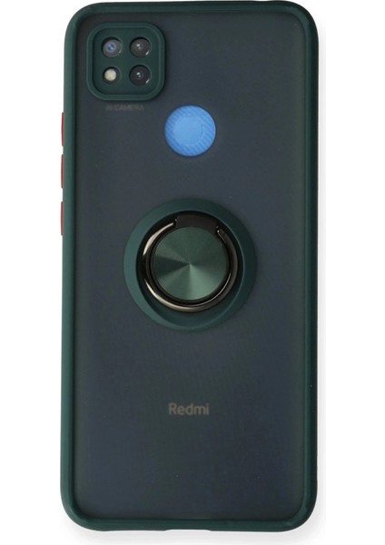 Newface Xiaomi Redmi 9c Kılıf Montreal Yüzüklü Silikon Kapak - Yeşil