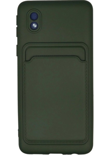 Newface Samsung Galaxy A01 Core Kılıf Kelvin Kartvizitli Silikon - Koyu Yeşil