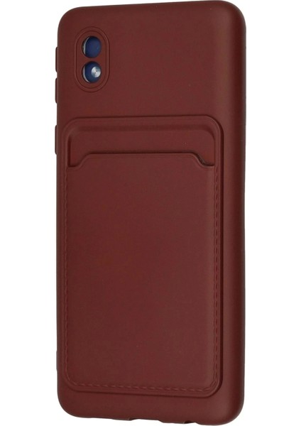 Newface Samsung Galaxy A01 Core Kılıf Kelvin Kartvizitli Silikon - Bordo modelleri