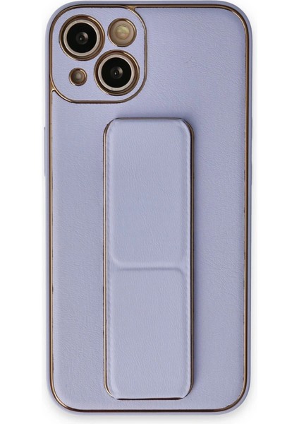 Newface iPhone 14 Plus Kılıf Coco Deri Standlı Kapak - Lila