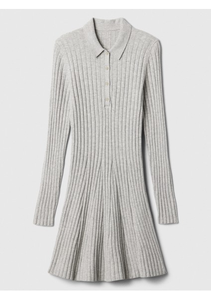 Kadın Gri Polo Yaka Triko Mini Elbise fiyatları