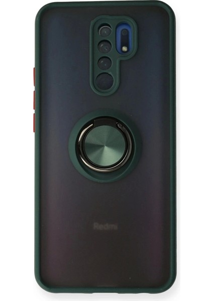 Newface Xiaomi Redmi 9 Kılıf Montreal Yüzüklü Silikon Kapak - Yeşil