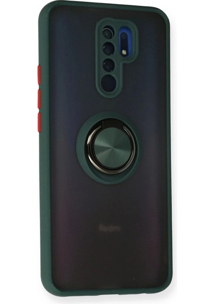 Newface Xiaomi Redmi 9 Kılıf Montreal Yüzüklü Silikon Kapak - Yeşil fiyatları