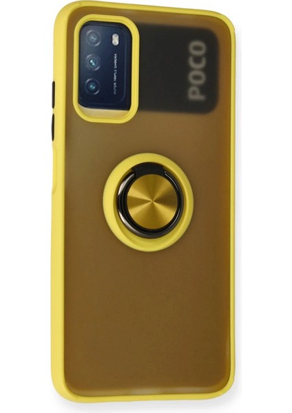 Newface Xiaomi Redmi 9t Kılıf Montreal Yüzüklü Silikon Kapak - Sarı fiyatları