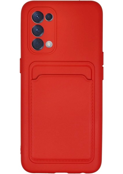 Newface Oppo Reno 5 Kılıf Kelvin Kartvizitli Silikon - Kırmızı