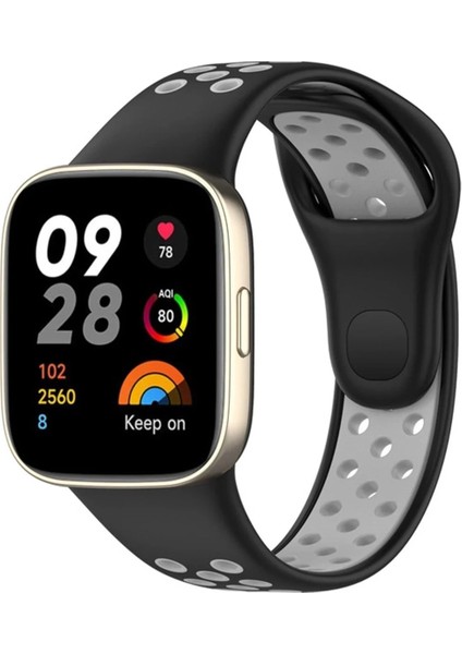 Newface Xiaomi Redmi Watch 3 Spor Delikli Kordon - Siyah-Gri
