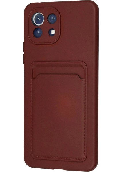 Newface Xiaomi Mi 11 Lite Kılıf Kelvin Kartvizitli Silikon - Bordo modelleri