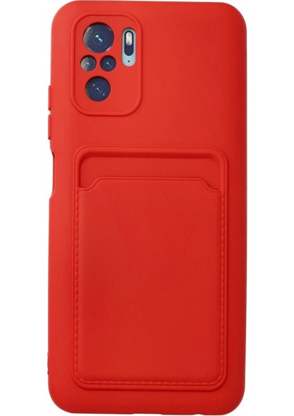 Newface Xiaomi Redmi Note 10S Kılıf Kelvin Kartvizitli Silikon - Kırmızı