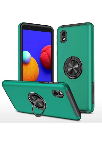 Newface Samsung Galaxy A01 Core Kılıf Elit Yüzüklü Kapak - Yeşil