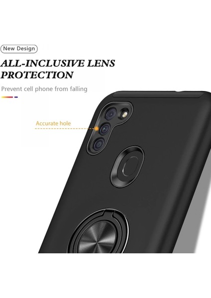 Newface Samsung Galaxy A11 Kılıf Elit Yüzüklü Kapak - Siyah fırsatları