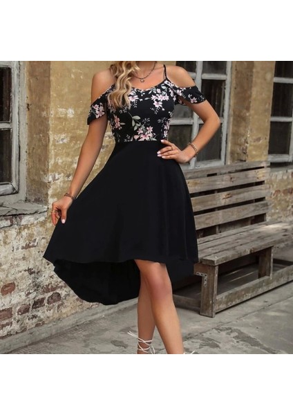 Kadın Askılı Omuzlardan Açık Üst Süprem Alt Ithal Krep Elbise modelleri