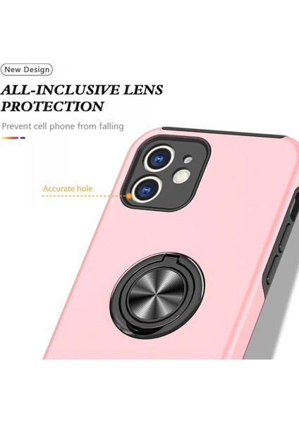 Newface iPhone 12 Kılıf Elit Yüzüklü Kapak - Pembe fırsatları