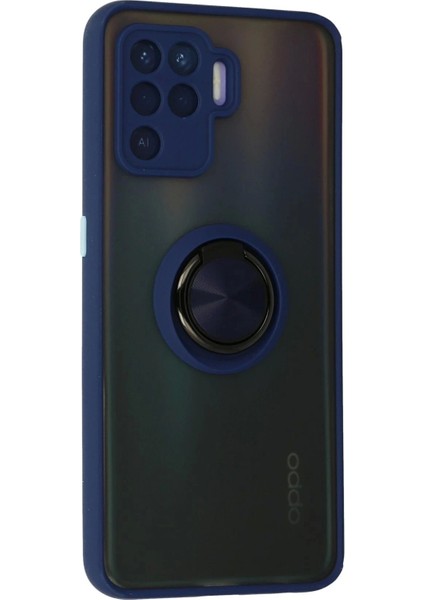 Newface Oppo Reno 5 Lite Kılıf Montreal Yüzüklü Silikon Kapak - Lacivert fiyatları