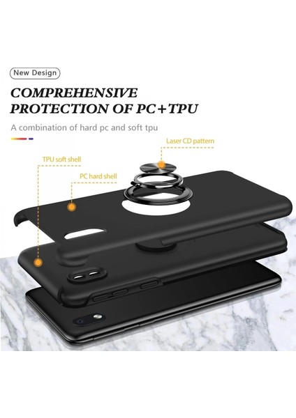 Newface Samsung Galaxy A01 Core Kılıf Elit Yüzüklü Kapak - Siyah fiyatları